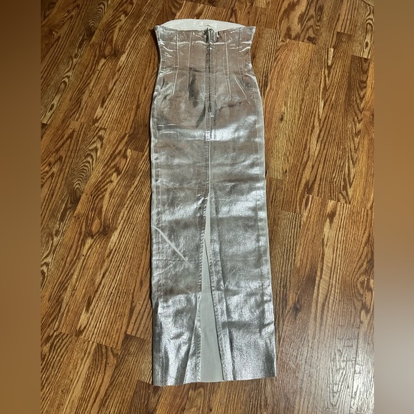 ZARA WOMAN NWT ZW FITTED DRESS METALLIC SILVER SIZE XS - Picture 6 of 15
